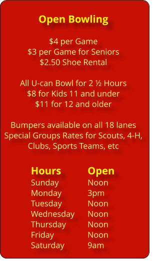 Riverview Lanes Open Bowling Hours